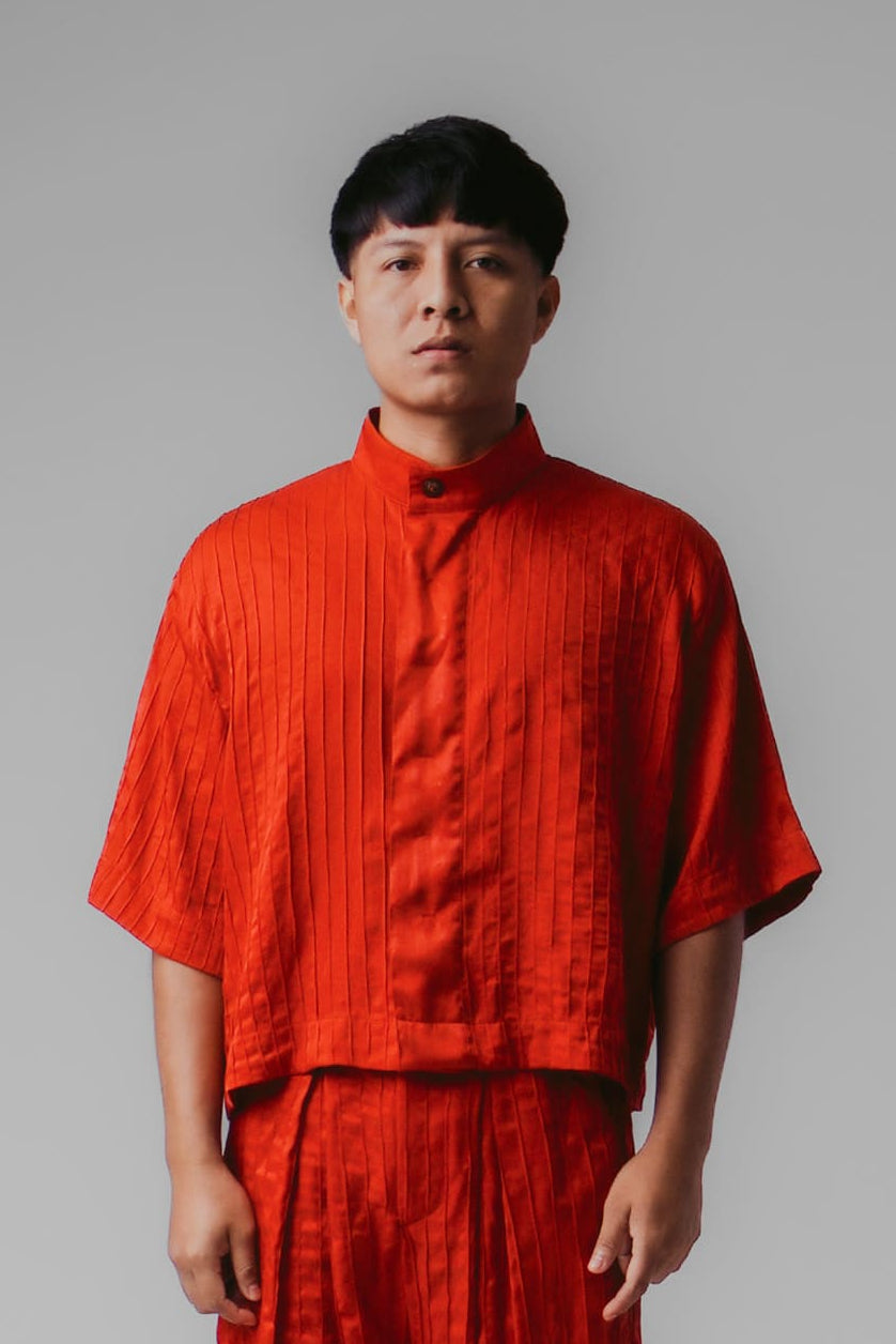 CAMISA CROPPED FOLHA DE CARANÁ - VERMELHA