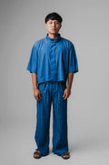 CALÇA RETA FOLHA DE CARANÁ - AZUL